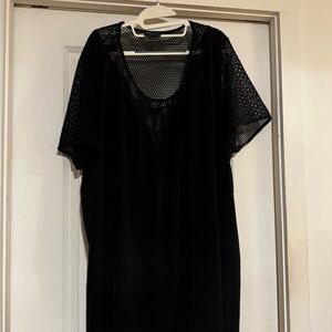 Elegant Black Mesh Swim Coverup